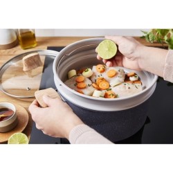 TEFAL G2669002 Natural Force Faitout Detox 24 cm + Couv + Panier vapeur, Antiadhésif, Thermo-Signal™, Induction, Fabriqué en