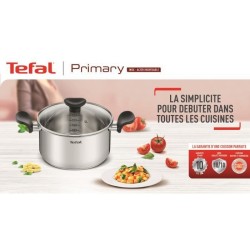 TEFAL E3084604 PRIMARY Faitout inox 24 cm / 5L + couvercle/ compatible induction