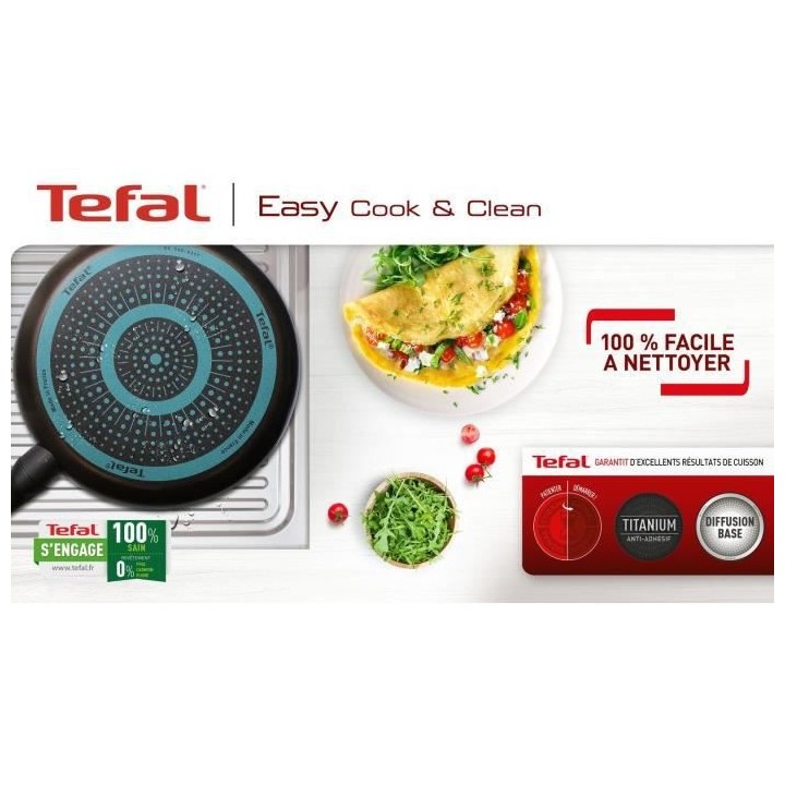 TEFAL B5541002 Easy Cook & Clean Poele a crepe 25 cm, Antiadhésive, T