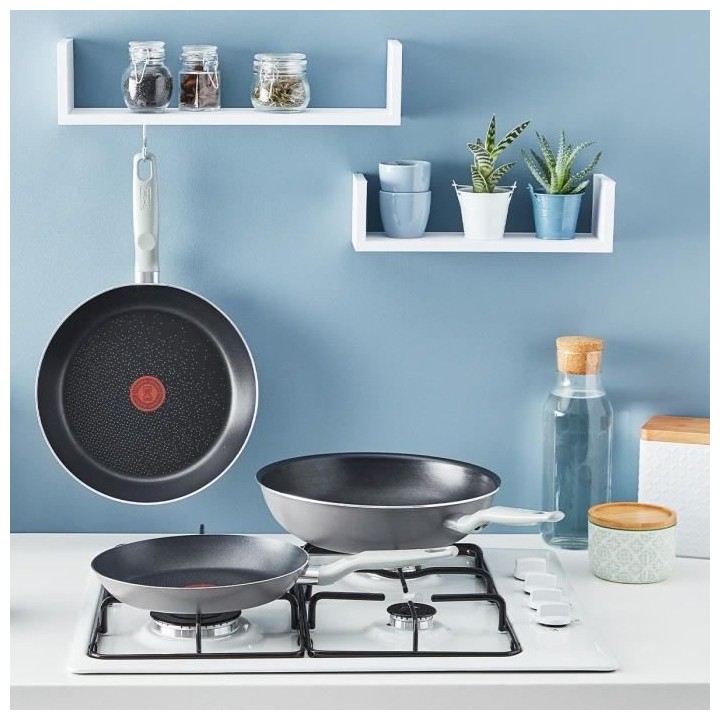 TEFAL B5839002 Air Cook set 3 poeles 20,24,28 cm, antiadhésives, fabr