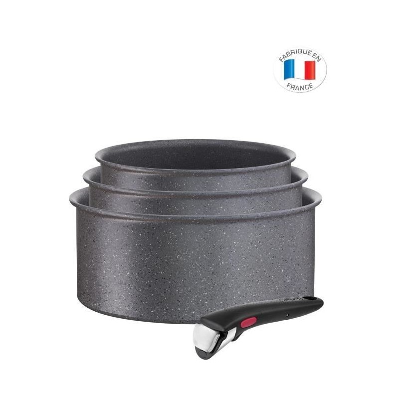 TEFAL L3969002 Ingenio Natural Force Lot 3 casseroles 16/18/20 cm + poignée antiadhésif, tous feux dont induction