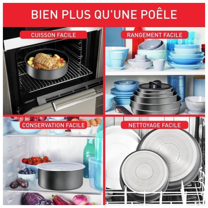 TEFAL L7619002 Ingenio Daily Chef Gris foncé Lot 8 pieces, 1 poele 26