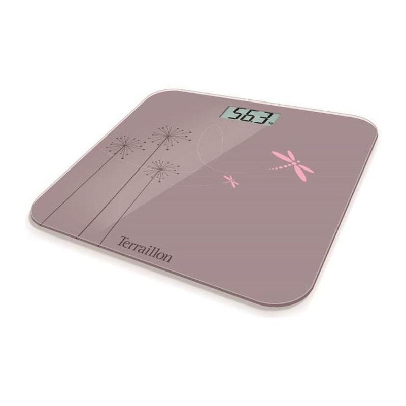 TERRAILLON - Balance Pese Personne Électronique - Ultra-Plat, Marche/Arret Automatique, Grand Écran LCD, 150kg - Eden, Rose