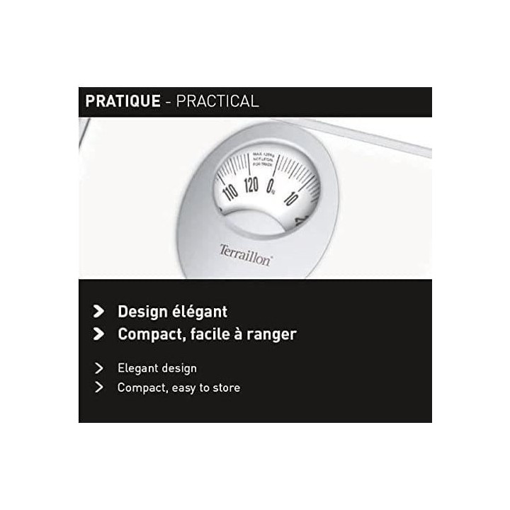 Pese-personne mécanique - TERRAILLON - T61 White - Capacité 120 kg -