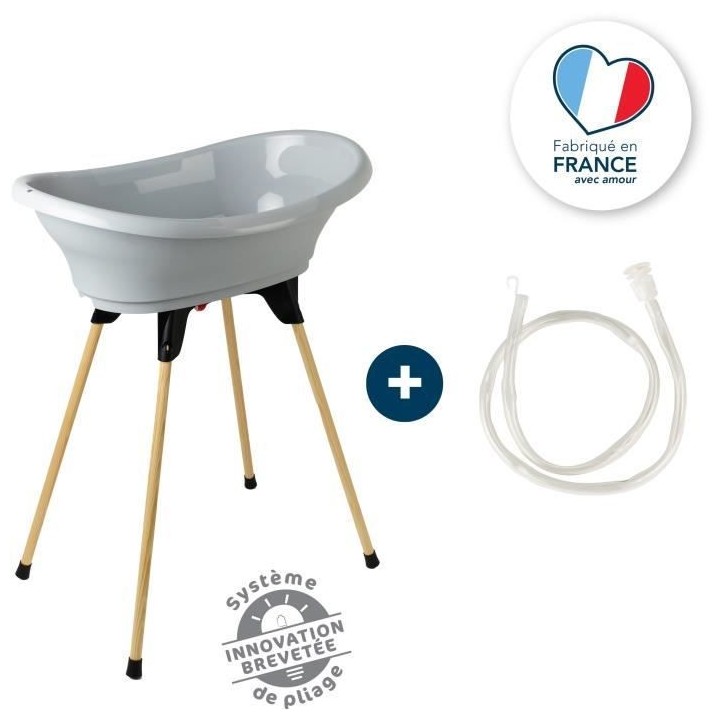 THERMOBABY Kit baignoire VASCO Gris charme : baignoire + pieds + tuyau