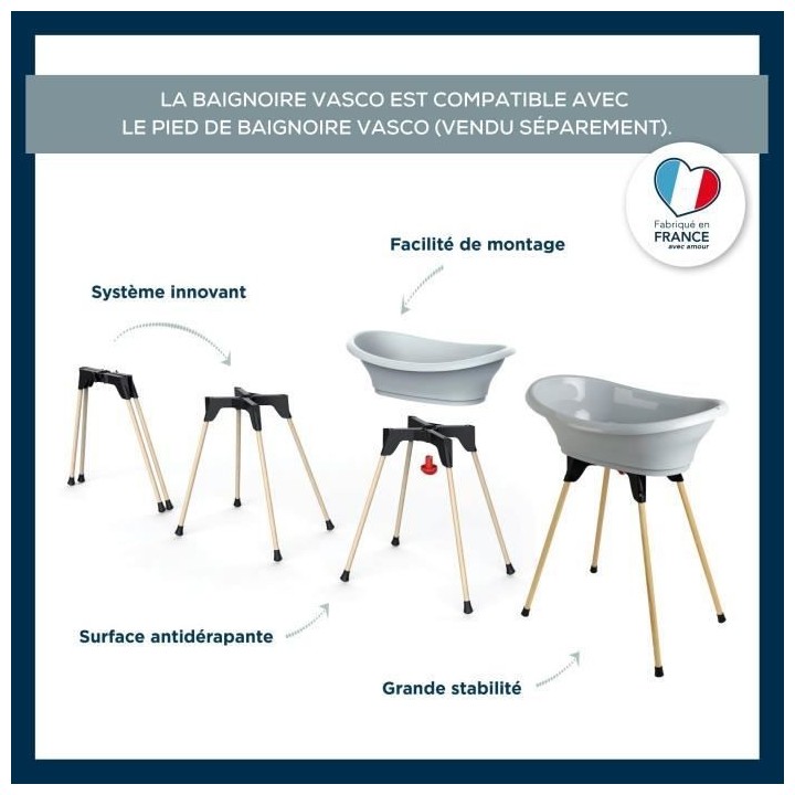 THERMOBABY BAIGNOIRE VASCO Gris Charme