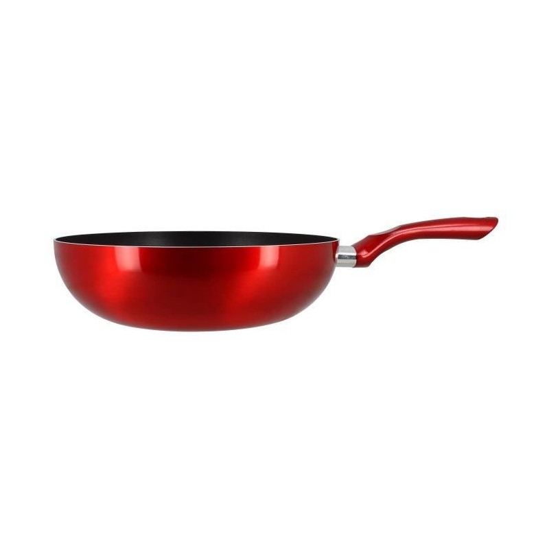 TheKitchenette Wok 28 cm - Rouge - Aluminium - Tous feux dont induction