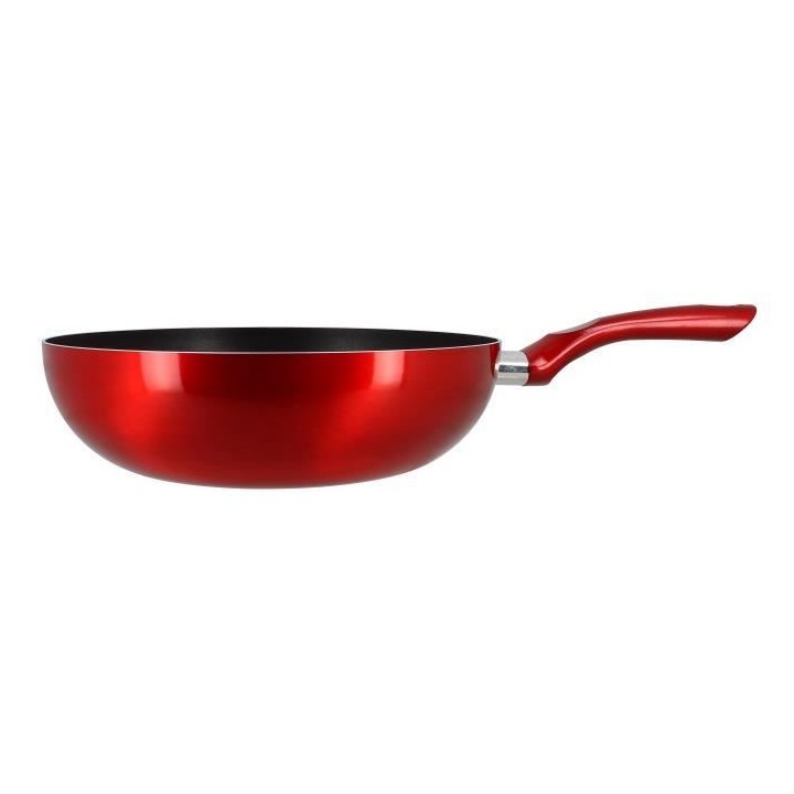 TheKitchenette Wok 28 cm - Rouge - Aluminium - Tous feux dont inductio