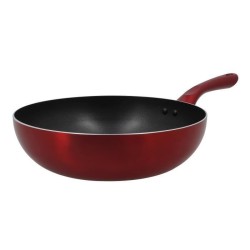 TheKitchenette Wok 28 cm - Rouge - Aluminium - Tous feux dont induction