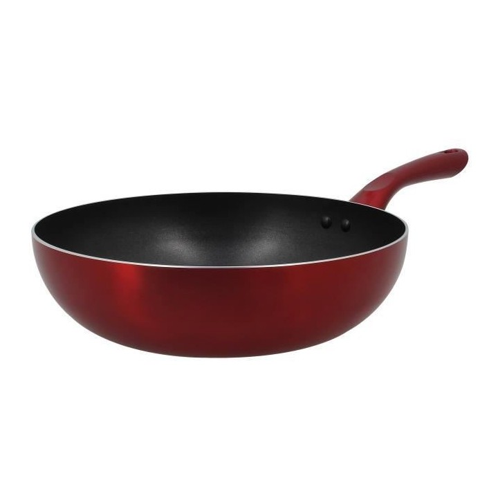 TheKitchenette Wok 28 cm - Rouge - Aluminium - Tous feux dont inductio