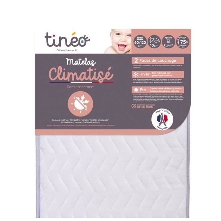 Matelas Climatisé TINEO SOMMEIL 60x120 cm - Epaisseur 10 cm -