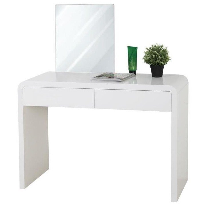 Coiffeuse 2 tiroirs avec miroir - L 110 x P 45 x H 75 cm - BEATRICE