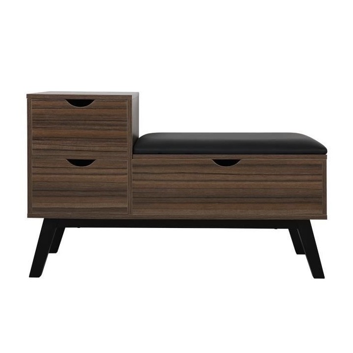 Meuble a chaussure avec coussin et 3 tiroirs - L 100 x P 40 x H 60 cm