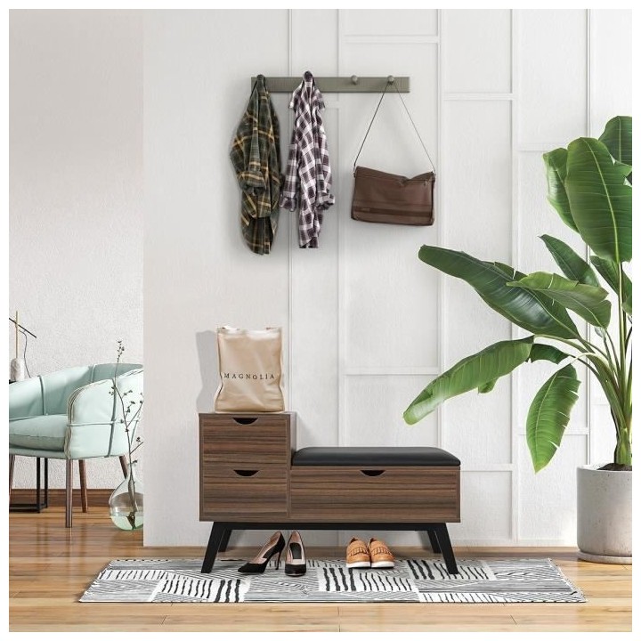 Meuble a chaussure avec coussin et 3 tiroirs - L 100 x P 40 x H 60 cm