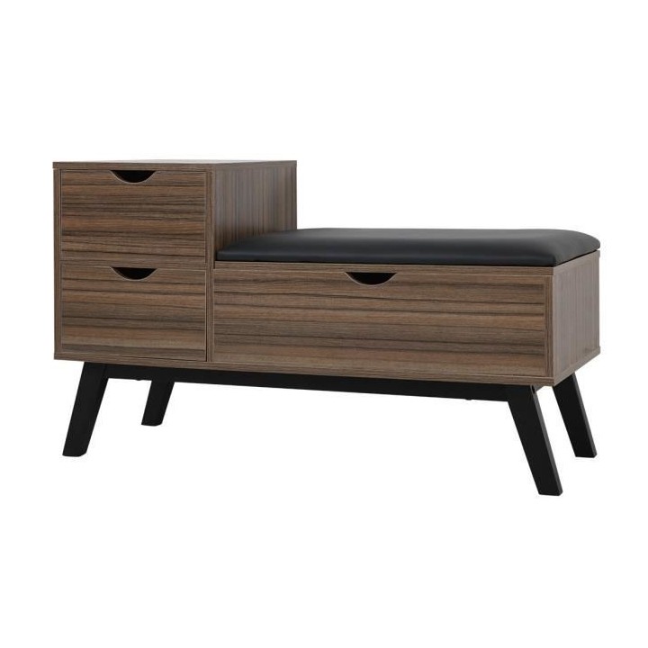 Meuble a chaussure avec coussin et 3 tiroirs - L 100 x P 40 x H 60 cm