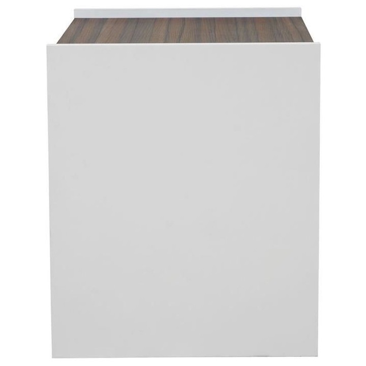 Chevet 1 tiroir LED - Décor blanc - L 48 x P 48 x H 40 cm SNOW