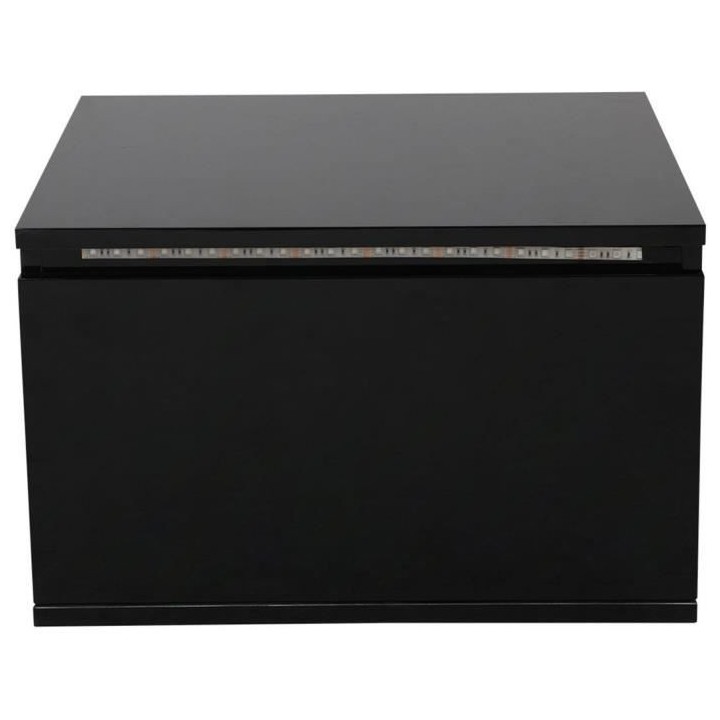 Chevet LED - Décor noir - L 48 x P 40 x H 30 cm - FLOW