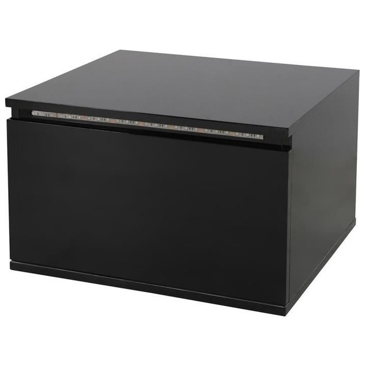 Chevet LED - Décor noir - L 48 x P 40 x H 30 cm - FLOW