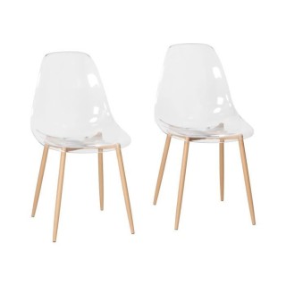 Lot de 2 chaises cristal transparent - L 47 x P 54 x H 84 cm - CLODY