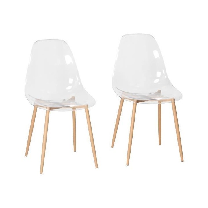 Lot de 2 chaises cristal transparent - L 47 x P 54 x H 84 cm - CLODY