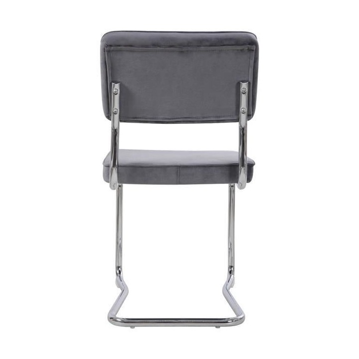 Chaise en velours gris - pieds métal - L 46 x P 57 x H 86 - HOOVER