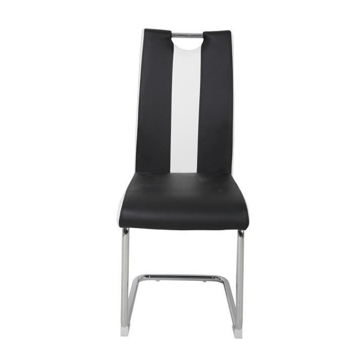 Lot de 6 chaises - Simili blanc et noir - L 55 x P 45 x H 99 cm - LEON