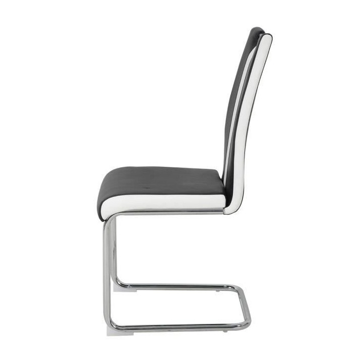 Lot de 6 chaises - Simili blanc et noir - L 55 x P 45 x H 99 cm - LEON