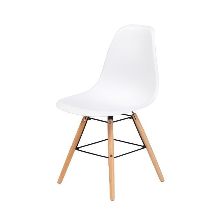 Lot de 2 chaises blanc pieds bois - L 47 x P 52 x H 83 cm - OLAF