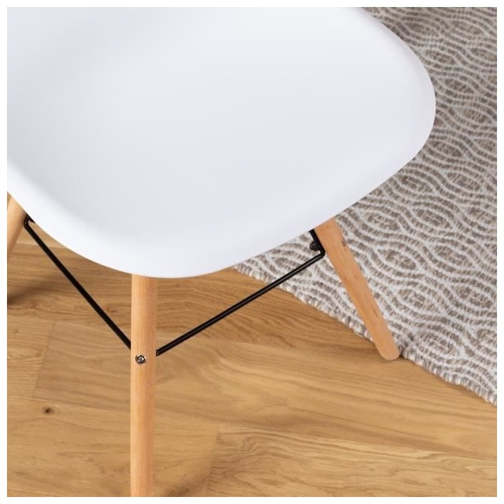 Lot de 2 chaises blanc pieds bois - L 47 x P 52 x H 83 cm - OLAF