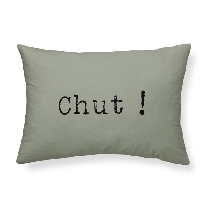 TODAY Coussin coton lavé Chut - 30 x 70 cm - Vert kaki
