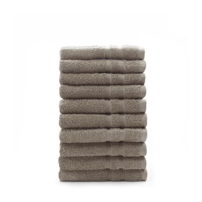 TODAY Lot de 10 Serviettes de toilette Mastic - 100% Coton - 50 x 100 cm TODAY