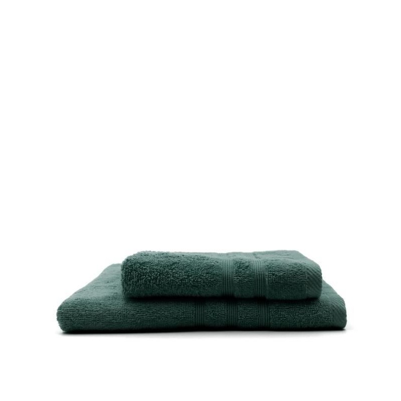 TODAY Lot de 1 Serviette de bain 50 x 100 cm + 1 Drap de bain 70 x 130 cm Emeraude - 100% coton TODAY