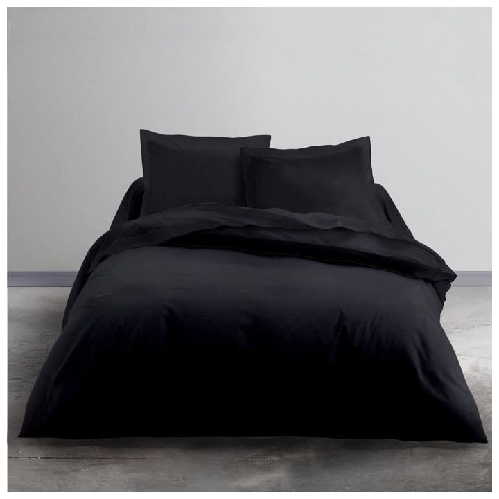 TODAY Parure de lit Coton 2 personnes - 240x260 cm - Uni Noir Sacha