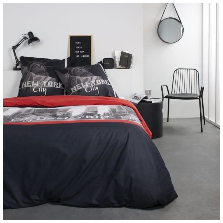 TODAY Parure de lit Coton 2 personnes - 220x240 cm - Imprimé Rouge Cl