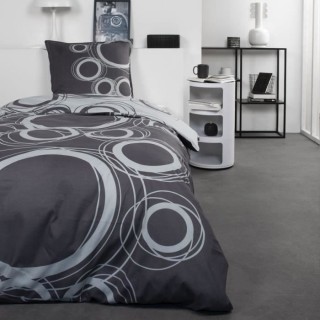 TODAY Parure de lit Coton 1 personne - 140x200 cm - Imprimé Gris Tom