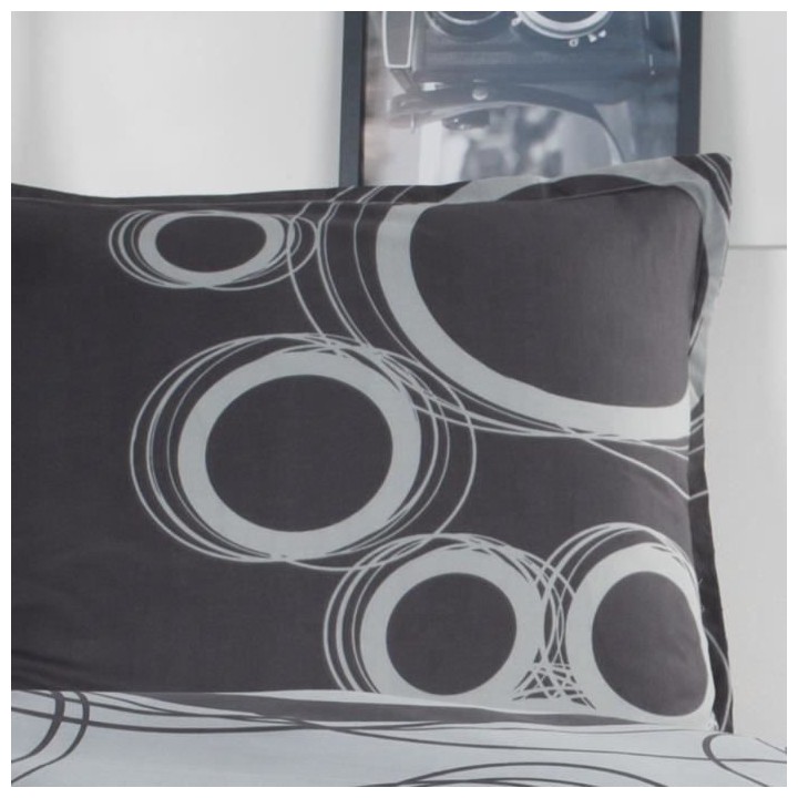 TODAY Parure de lit Coton 1 personne - 140x200 cm - Imprimé Gris Tom