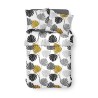 Parure de lit Sunshine - 2 personnes - 260 x 240 cm - 100% coton - Blanc et gris Motif Tropical - TODAY