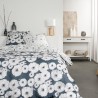 Parure de lit Sunshine - 2 personnes - 260 x 240 cm - 100% coton - Blanc Motif Floral - TODAY