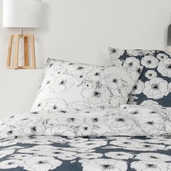 Parure de lit Sunshine - 2 personnes - 260 x 240 cm - 100% coton - Blanc Motif Floral - TODAY