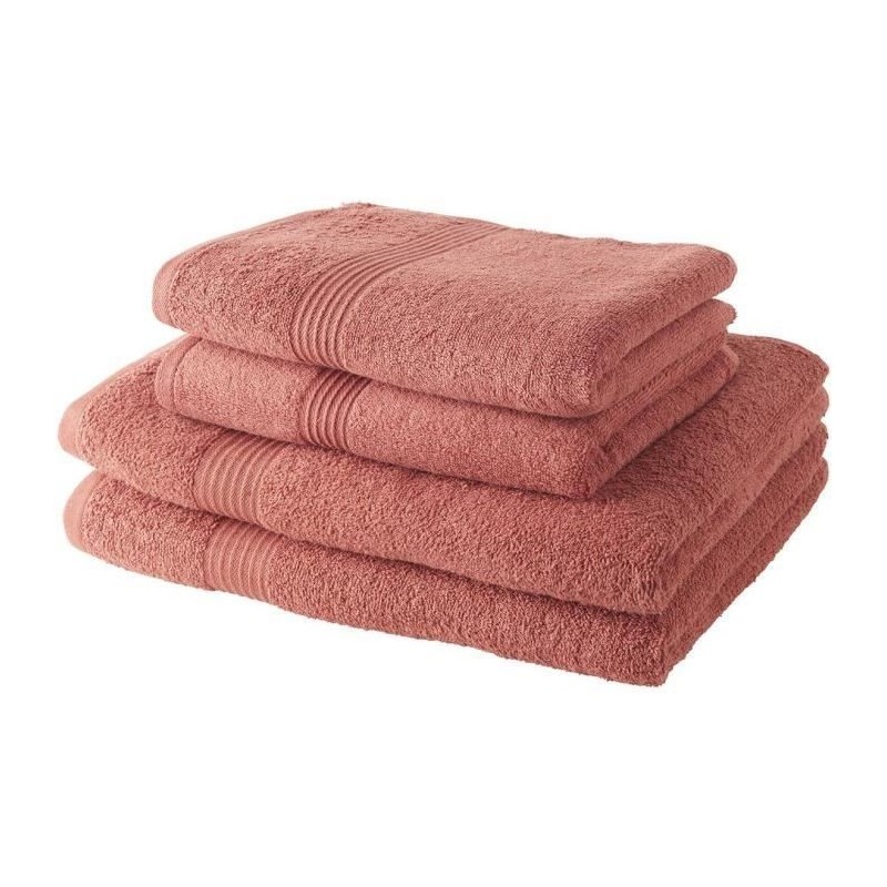 TODAY Lot de 2 Serviettes de Bain 50x100 cm + 2 Draps de Bain 70x130 cm Terracotta 100% coton