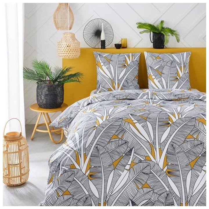 Parure de lit Sunshine - 2 personnes - 260 x 240 cm - 100% coton - Bla