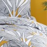 Parure de lit Sunshine - 2 personnes - 260 x 240 cm - 100% coton - Blanc Motif Tropical - TODAY