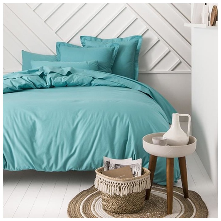 TODAY Drap housse 100% coton - 140 x 190 cm - Vert diabolo menthe TODA