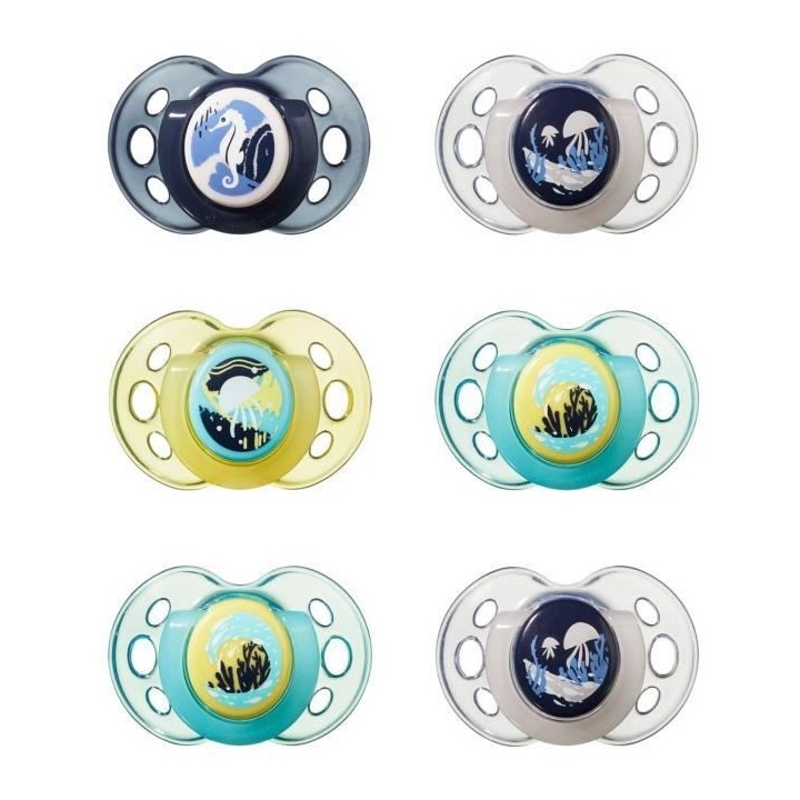 TOMMEE TIPPEE Sucette CTN Nuit x6 18-36 mois Garçon non aléatoire