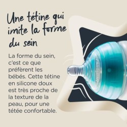 Tommee Tippee - Biberons Anti-Colique - Tétine Imitant le Sein Maternel - Systeme Ventilation Anti-Colique - 260 ml - Lot de 3
