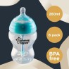 Tommee Tippee - Biberons Closer to Nature - Tétine Imitant le Sein Maternel Valve Anti-Colique - 260 ml - Lot de 6