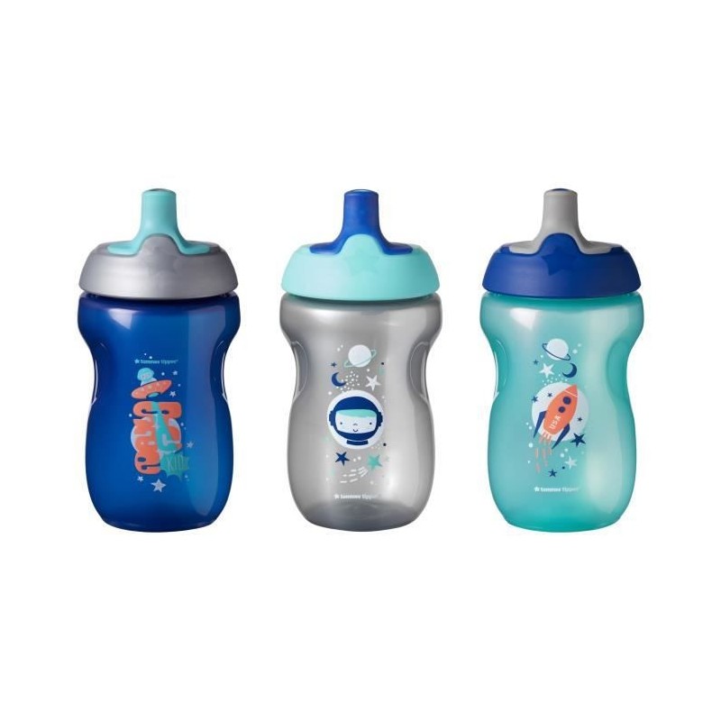 TOMMEE TIPPEE Tasse Sporty pour enfant - bleu - 12 mois + - Lot de 3