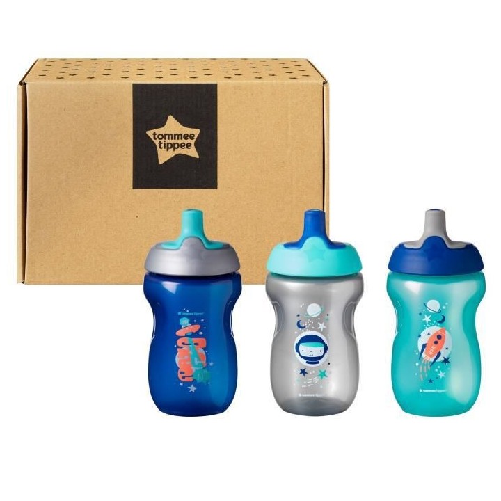 TOMMEE TIPPEE Tasse Sporty pour enfant - bleu - 12 mois + - Lot de 3