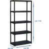 TOOD Etagere 5 tablettes dimensions h176x90x40