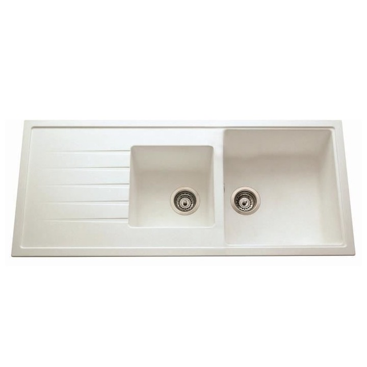 EWI Evier cuisine a encastrer 2 bacs + 1 égouttoir Topaze - Granit -